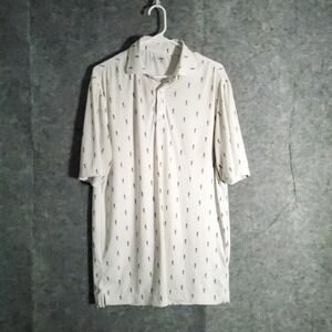 USAG Golf Polo Shirt Mens M White Golfer Print Short Sleeve Collared Classic